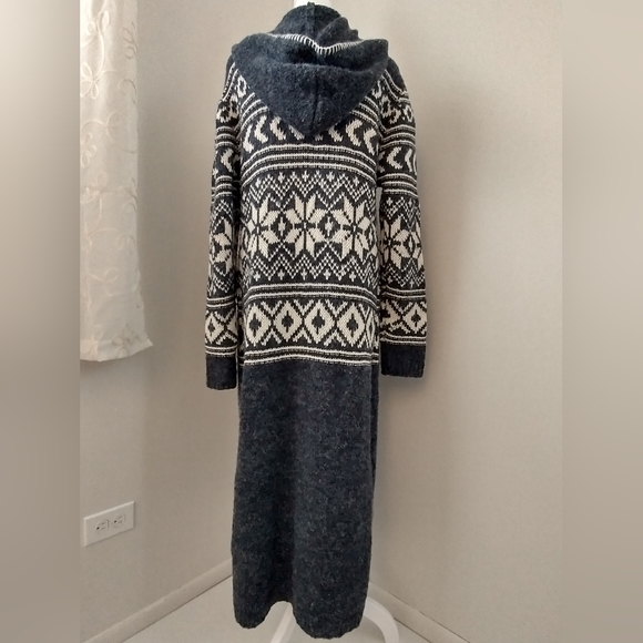 Sundance Talisman long hooded fairisle cardigan sweater M - Picture 5 of 9